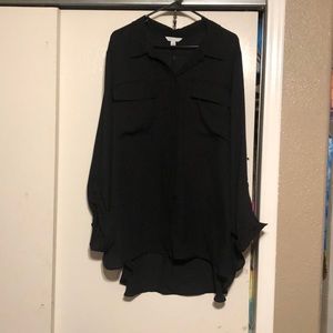 Plus Size Button Down Black Blouse